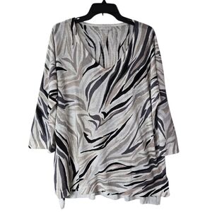 Kinross V-Neck Linen Print Tunic Top